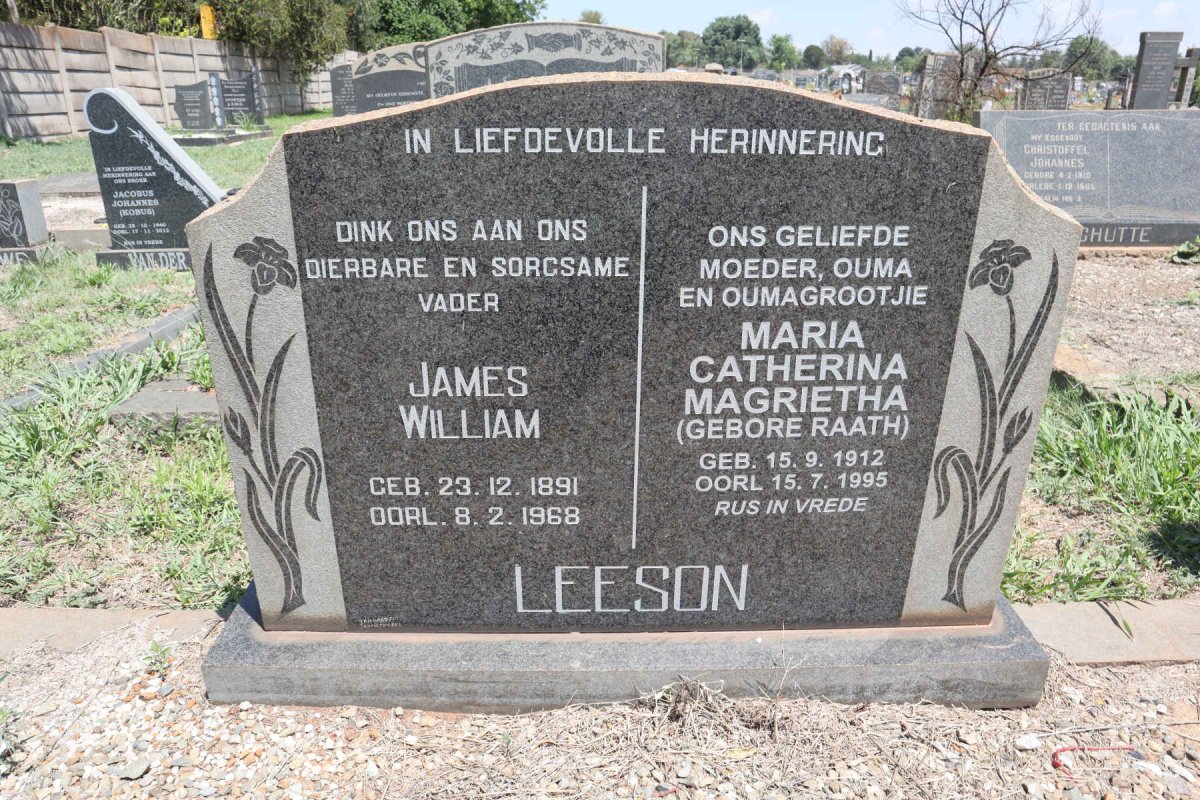 LEESON James William 1891-1968 & Maria Catharina Magrietha RAATH 1912-1995
