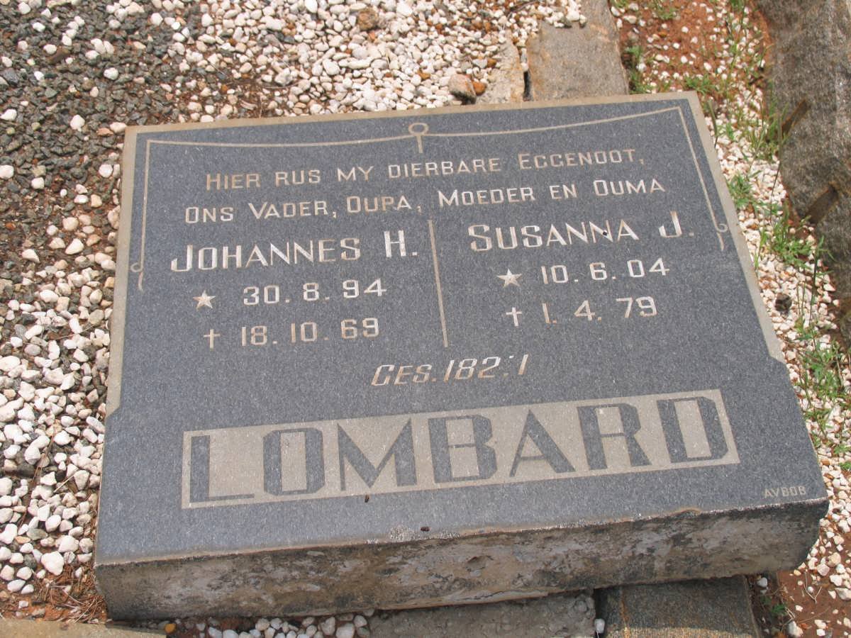 LOMBARD Johannes H. 1894-1969 &amp; Susanna J. 1904-1979