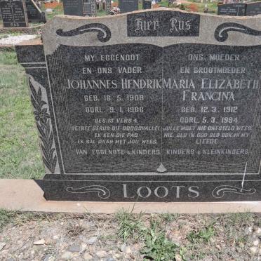 LOOTS Johannes Hendrik 1909-1966 & Maria Elizabeth Francina 1912-1994