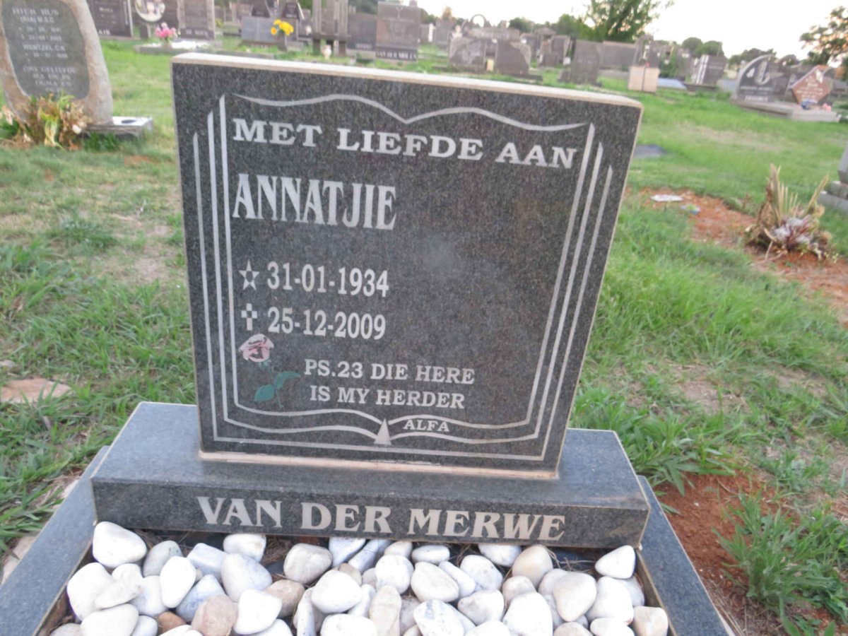 MERWE Annatjie, van der 1934-2009