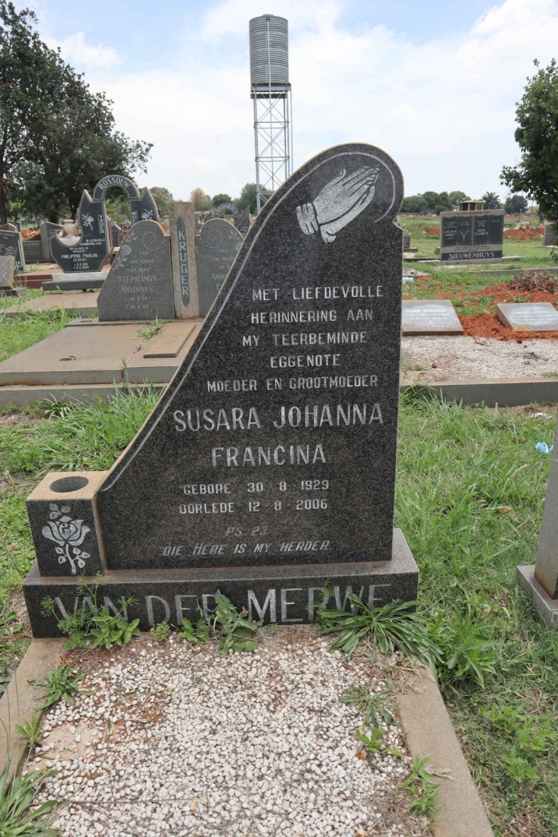 MERWE Susara Johanna Francina, van der 1929-2006