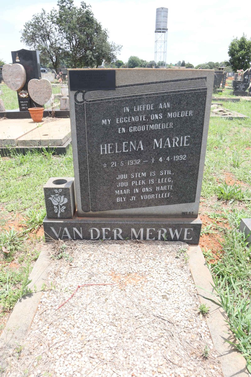 MERWE Helena Marie, van der 1932-1992