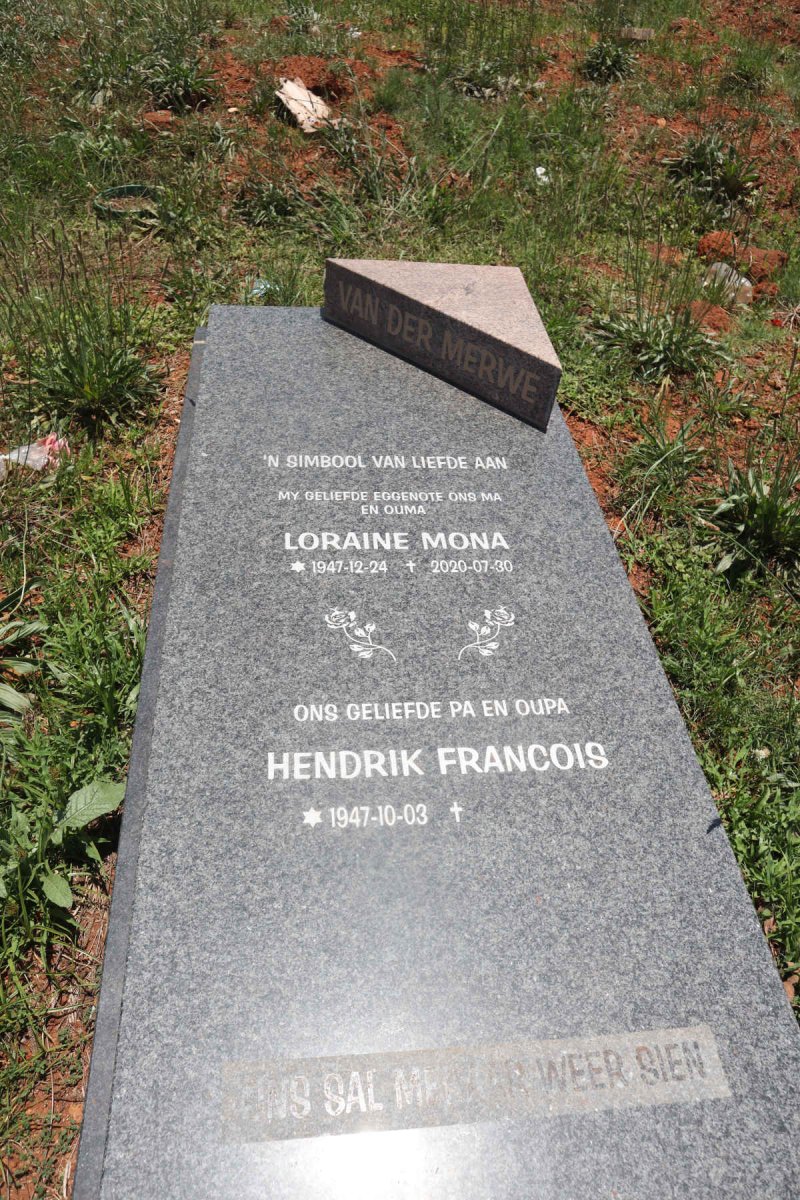 MERWE Hendrik Francois, van der 1947- & Loraine Mona 1947-2020