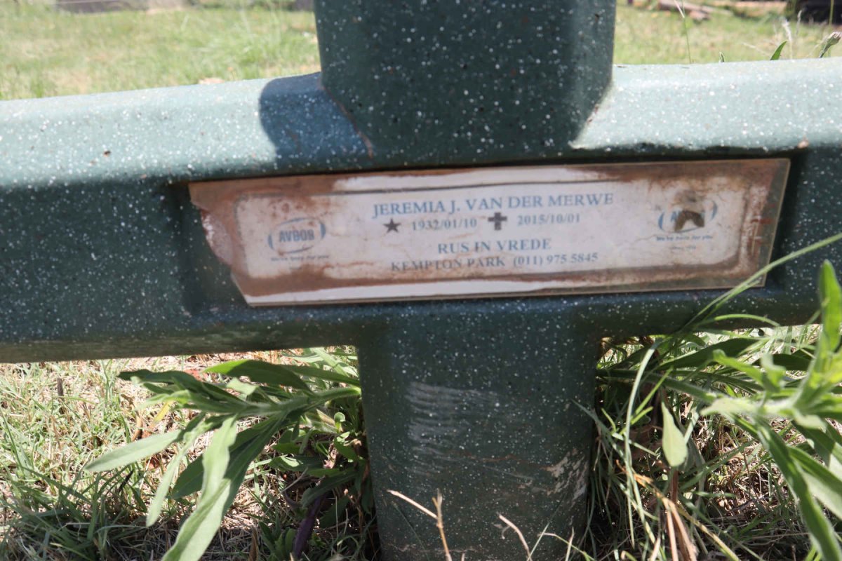 MERWE Jeremia J., van der 1932-2015