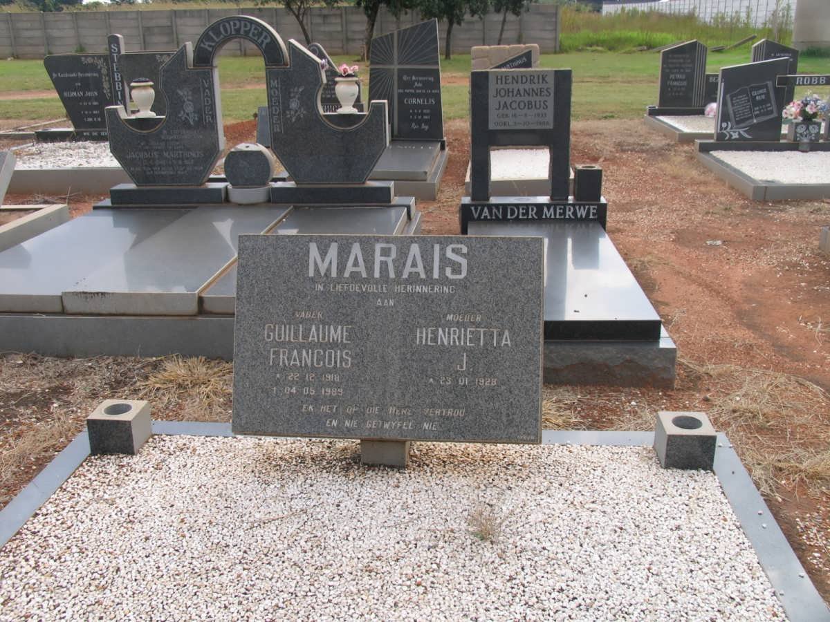 MARAIS Guillaume Francois 1918-1989 &amp; Henrietta J. 1928-