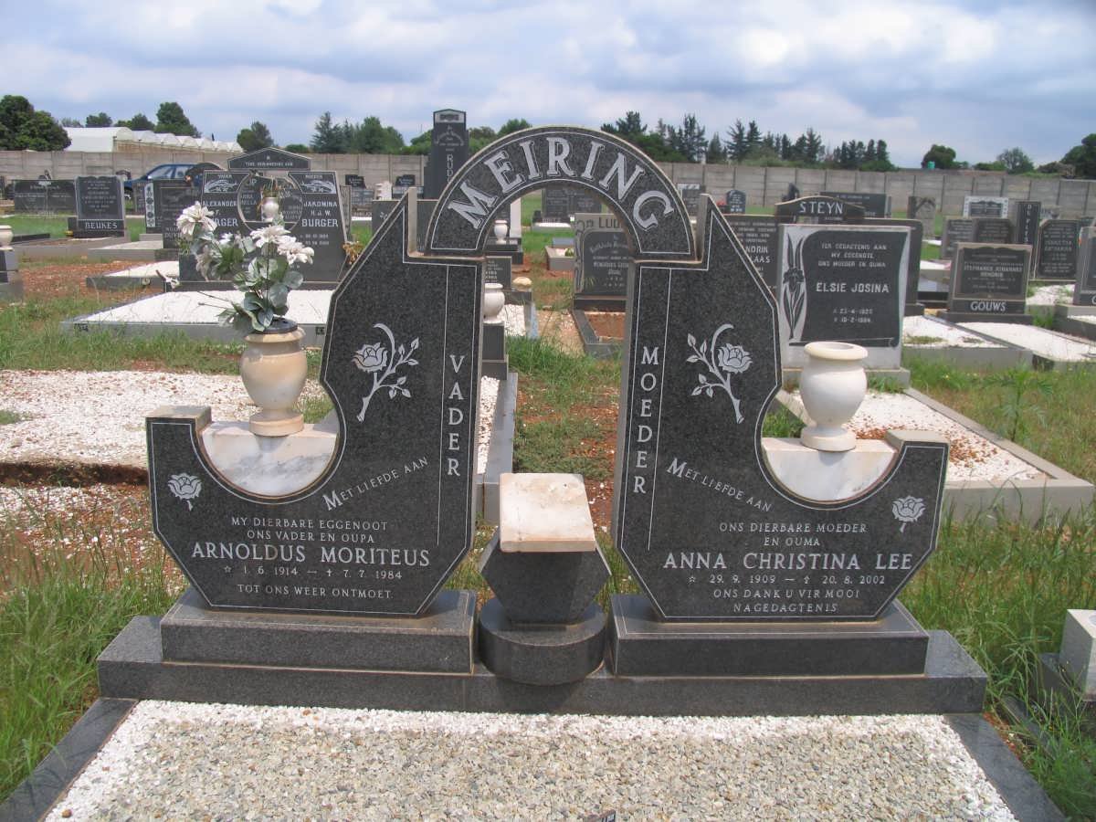 MEIRING Arnoldus Moriteus 1914-1984 &amp; Anna Christina Lee 1909-2002