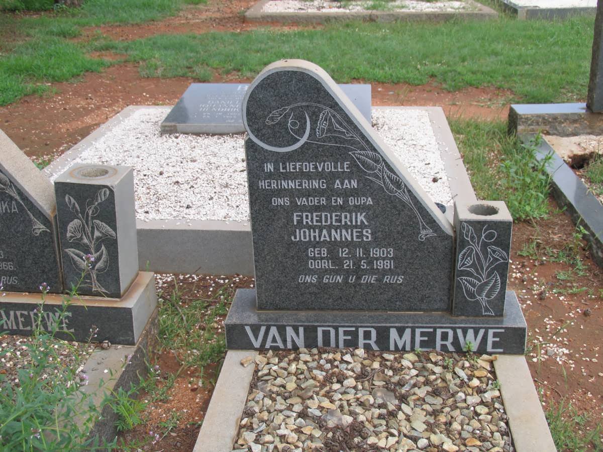 MERWE Frederik Johannes, van der 1903-1981