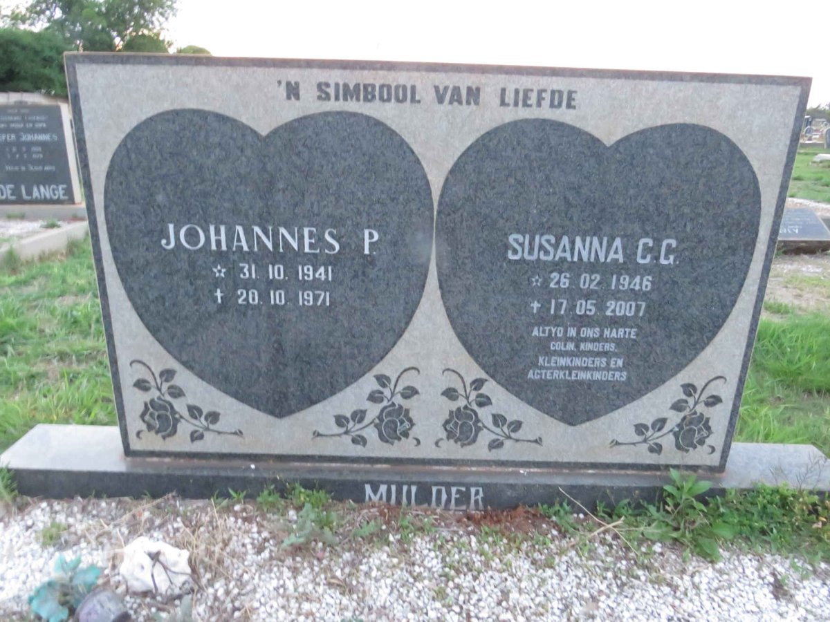 MULDER Johannes P. 1941-1971 & Susanna C.G. 1946-2007