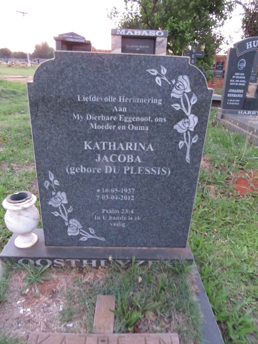 OOSTHUYZEN Catharina Jacoba nee DU PLESSIS 1937-2012