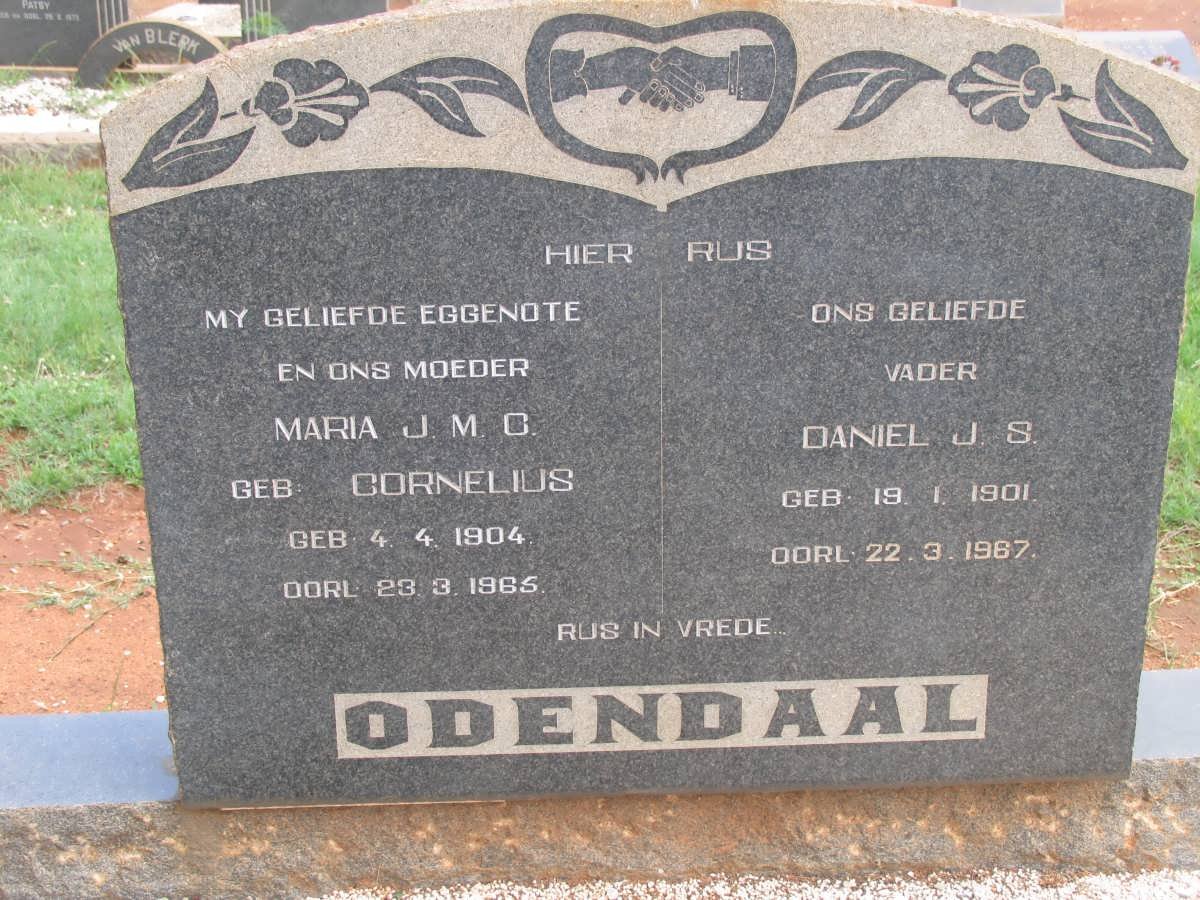 ODENDAAL Daniel J.S. 1901-1987 &amp; Maria J.M.C. CORNELIUS 1904-1965