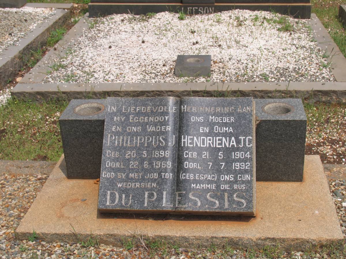 PLESSIS Philippus J.. du 1898-1969 &amp; Hendriena J.C. ESPAG 1904-1992