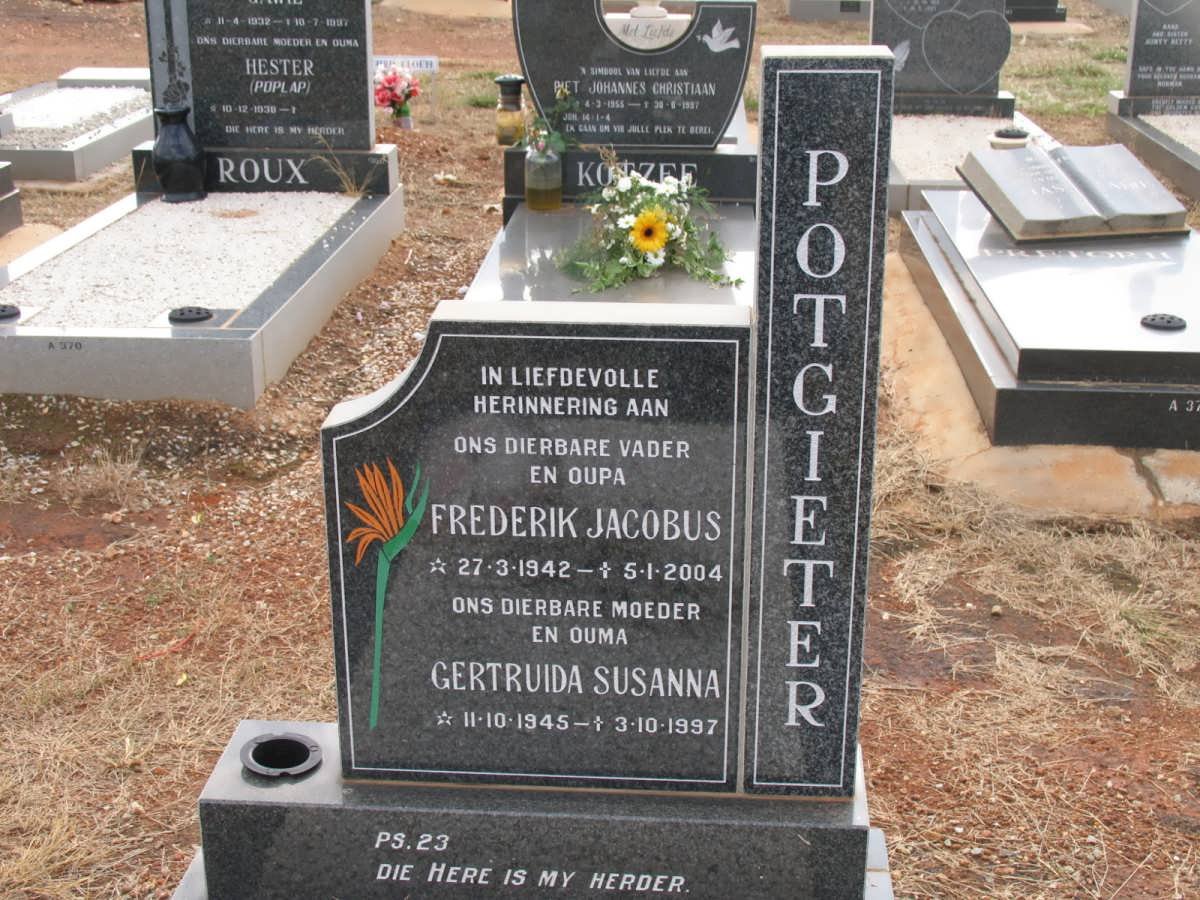 POTGIETER Frederik Jacobus 1942-2004 &amp; Gertruida Susanna 1945-1997