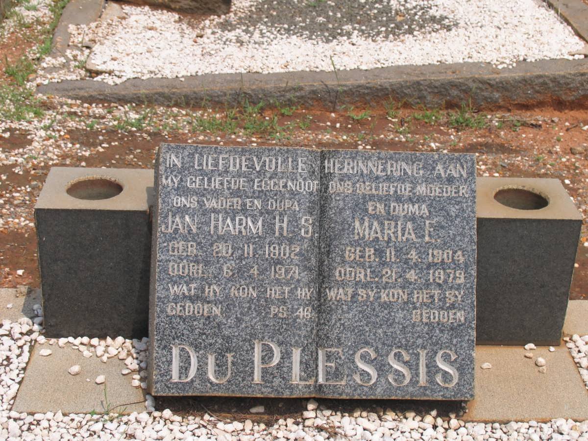 PLESSIS Jan Harm H.S., du 1902-1971 &amp; Maria E. 1904-1979