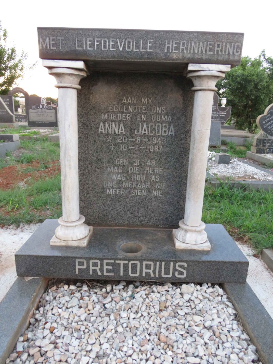 PRETORIUS Anna Jacoba 1943-1987