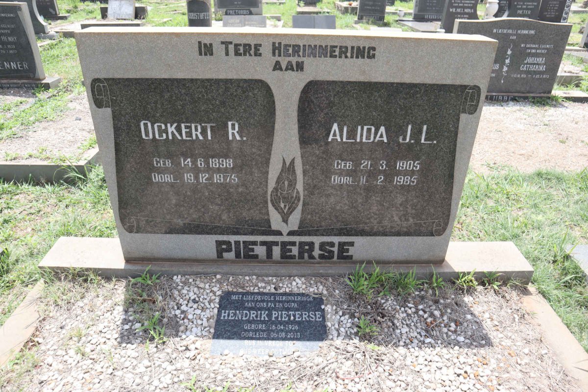 PIETERSE Ockert R. 1898-1975 & Alida J.L. 1905-1985 :: PIETERSE Hendrik 1926-2013