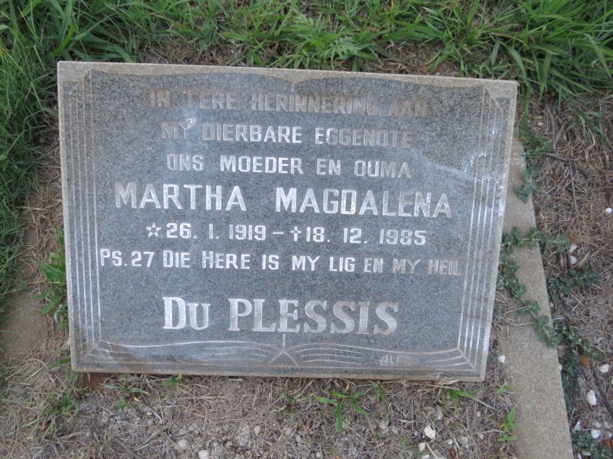 PLESSIS Martha Magdalena, du 1919-1985