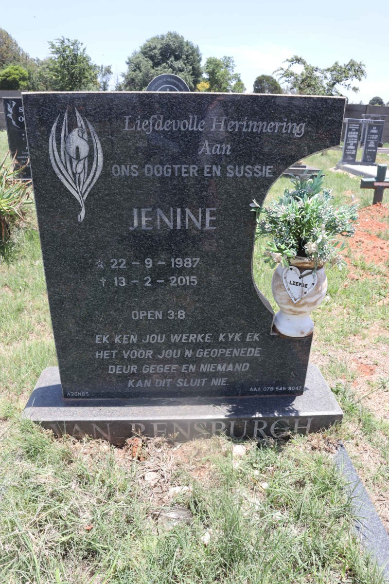 RENSBURGH Jenine, van 1987-2015