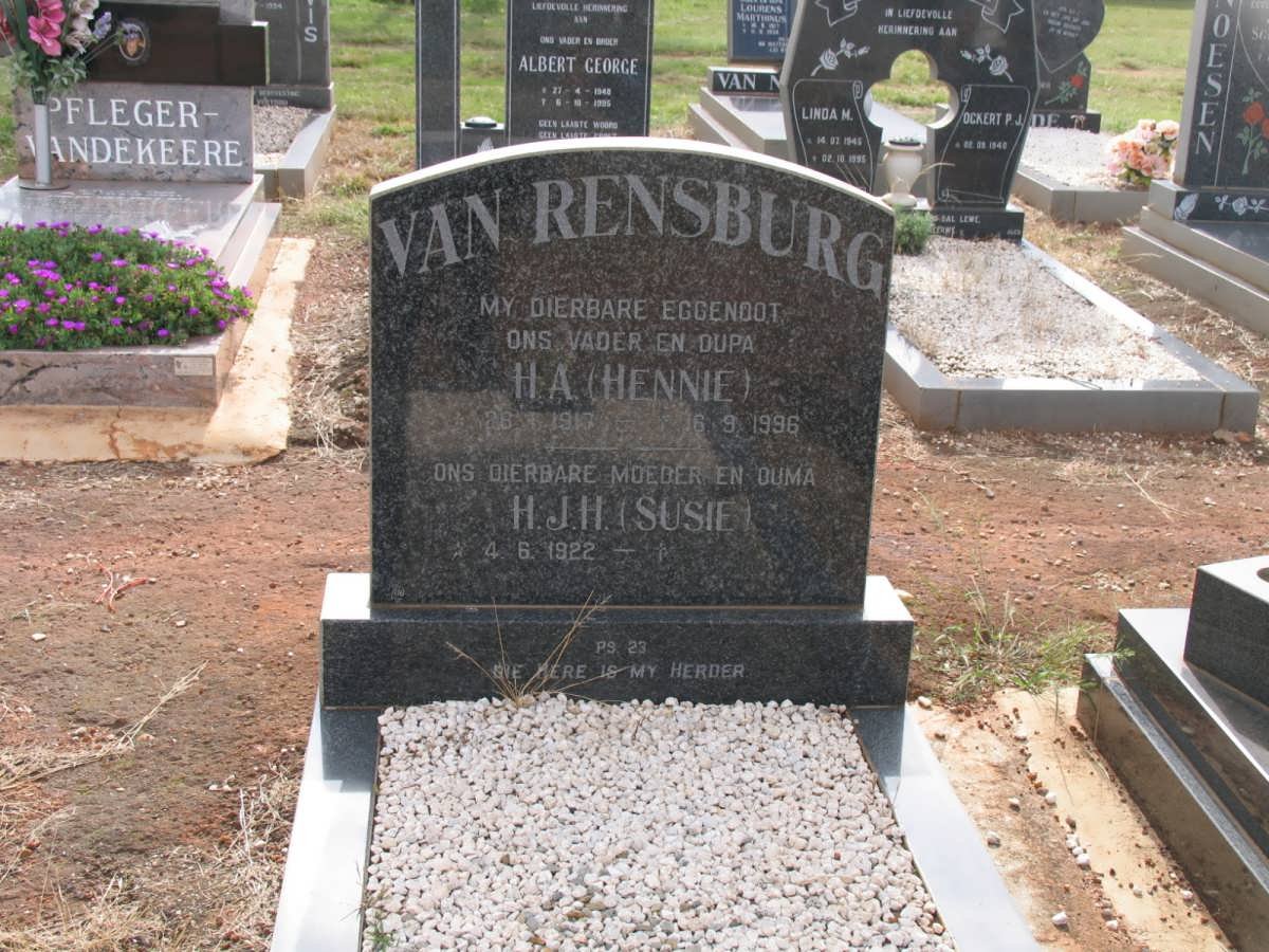 RENSBURG H.A., van 1913-1996 &amp; H.J.H. 1922-