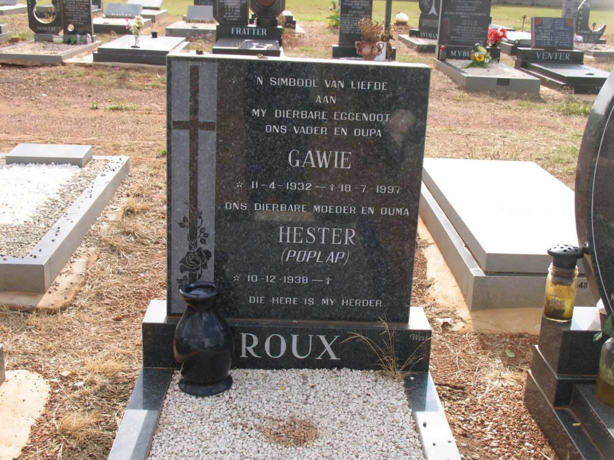 ROUX Gawie 1932-1997 &amp; Hester 1938-