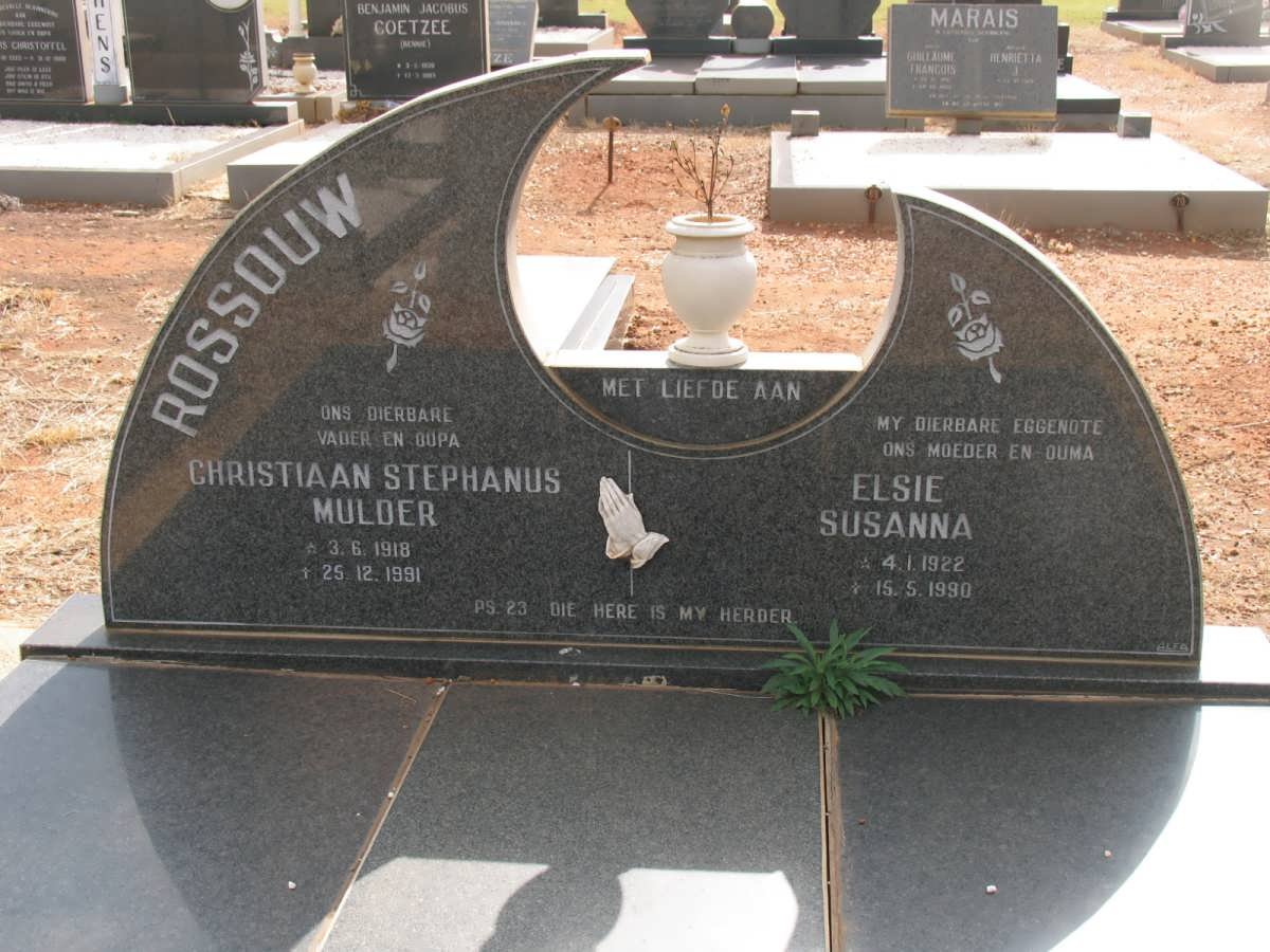 ROSSOUW Christiaan Stephanus Mulder 1918-1991 &amp; Elsie Susanna 1922-1990