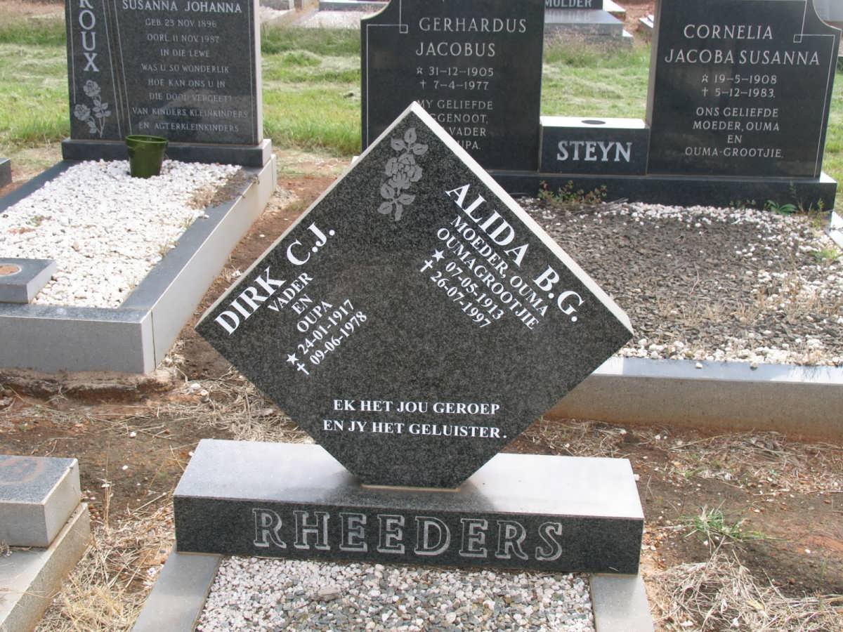 RHEEDERS Dirk C.J. 1917-1978 &amp; Alida B.G. 1913-1997