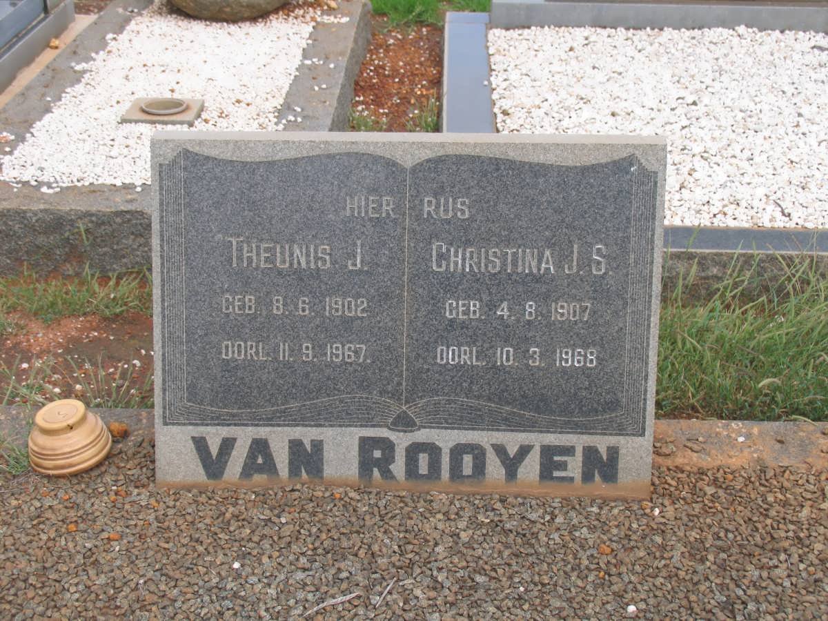 ROOYEN Theunis J., van  1902-1967 &amp; Christina J.S. 1907-1968