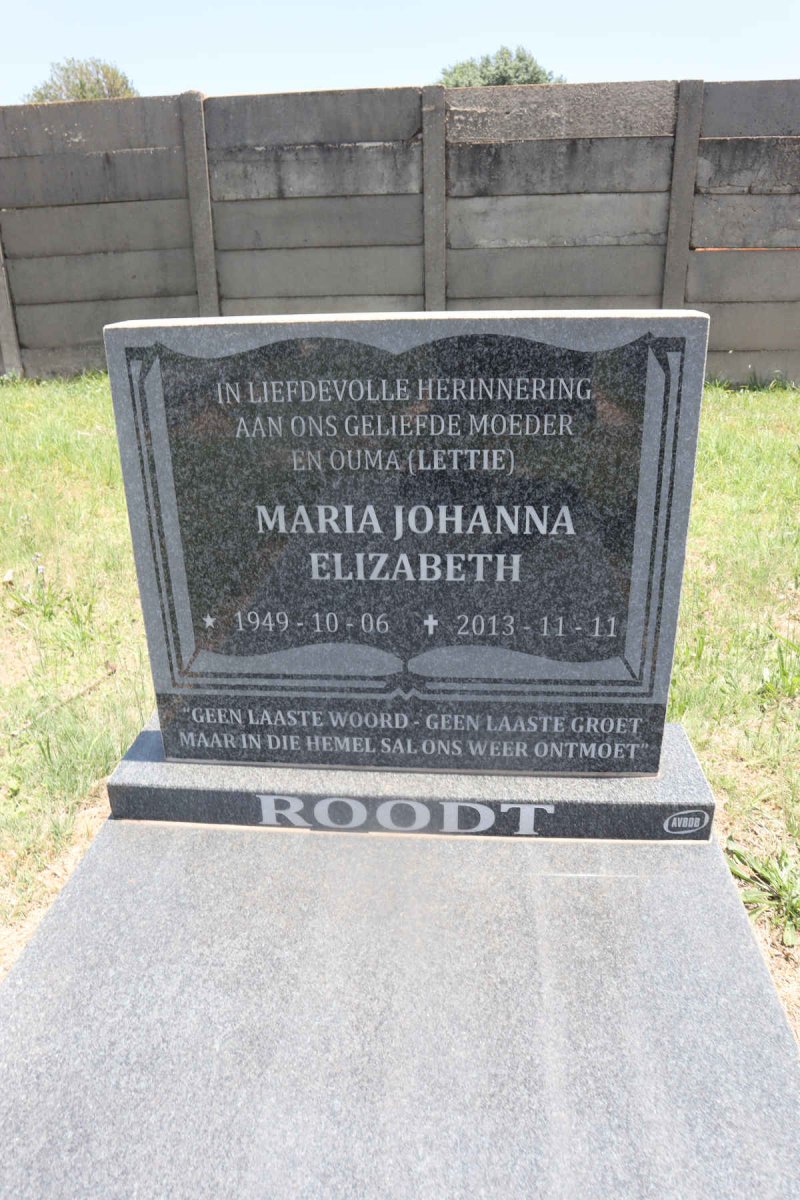 ROODT Maria Johanna Elizabeth 1949-2013
