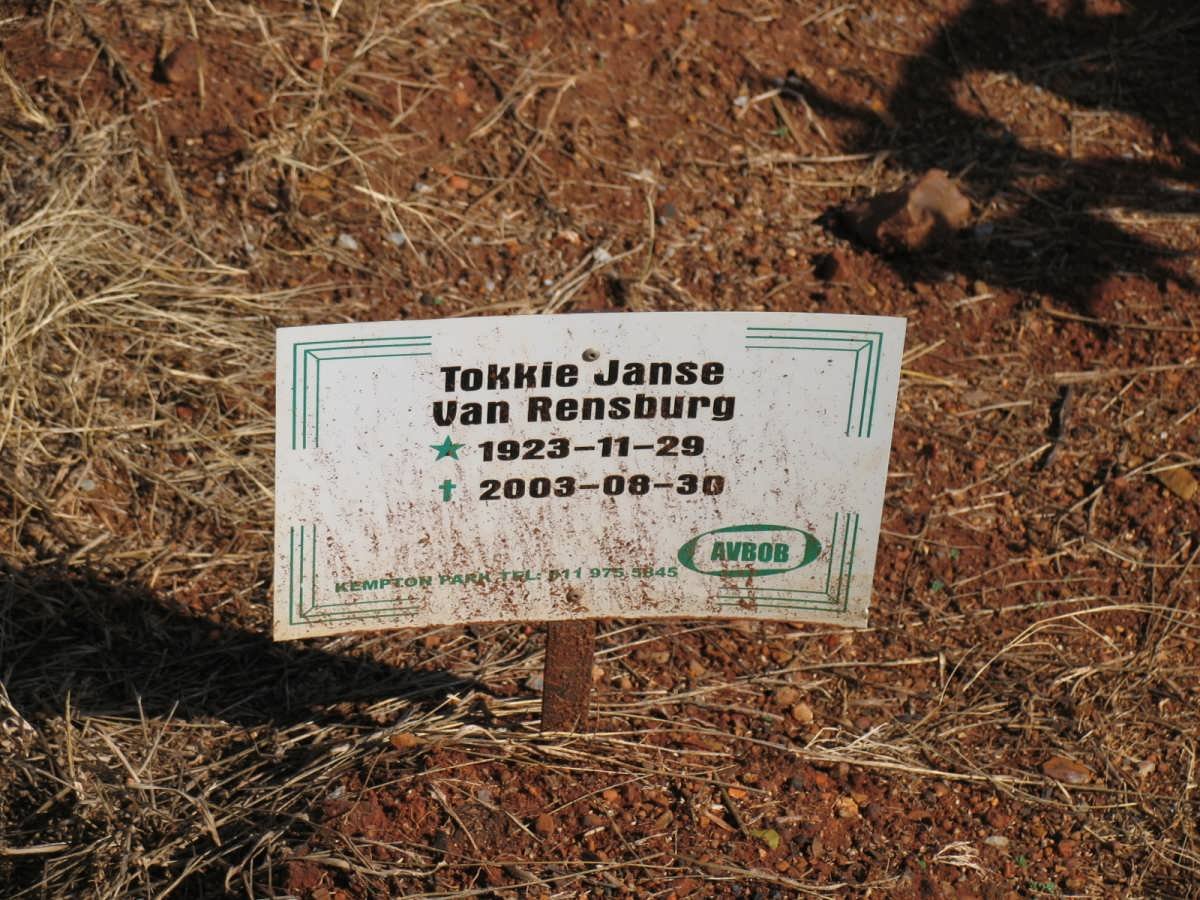 RENSBURG Tokkie, Janse van 1923-2003