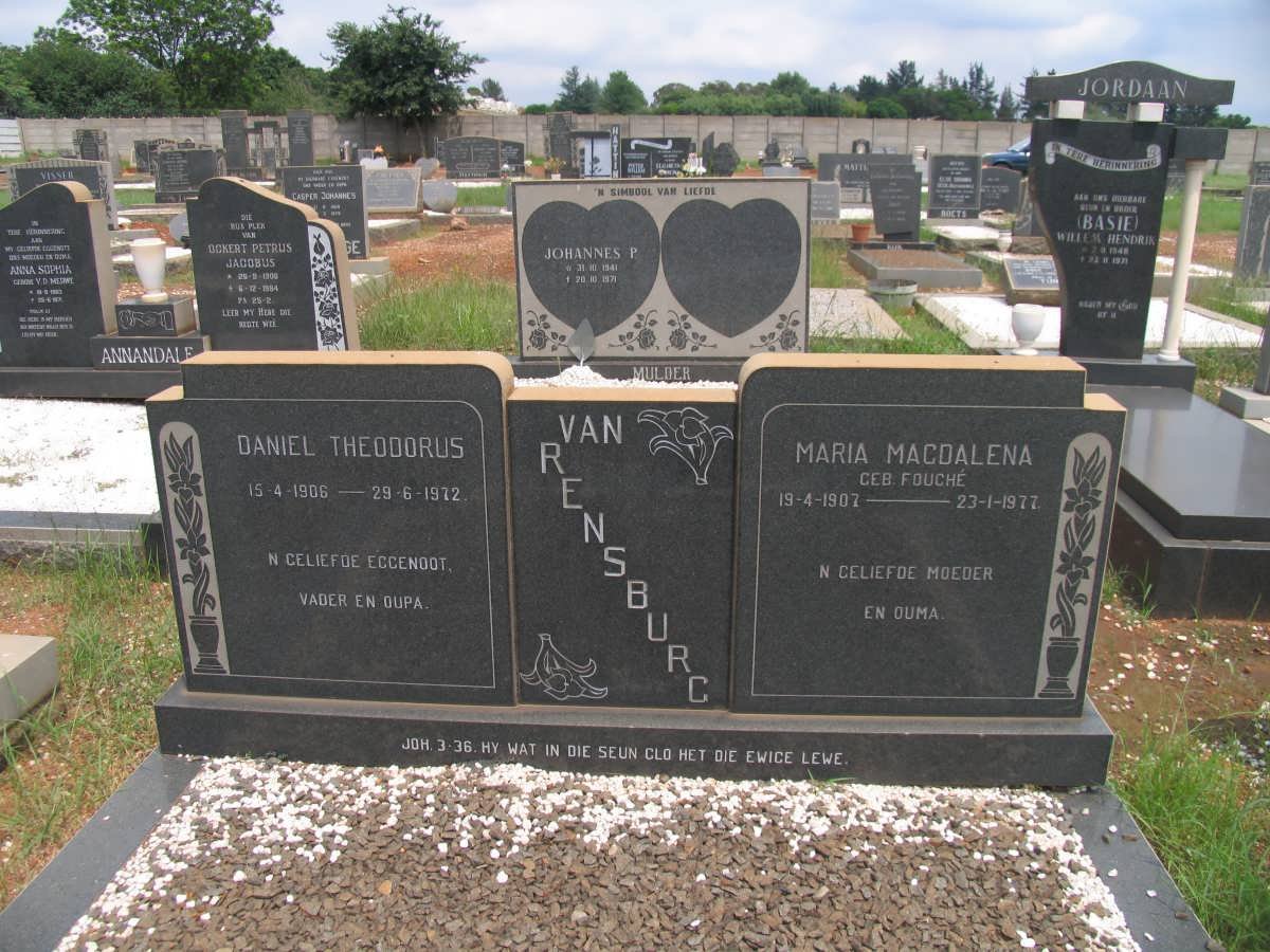 RENSBURG Daniel Theodorus, van 1906-1972 &amp; Maria Magdalena FOUCHE 1907-1977