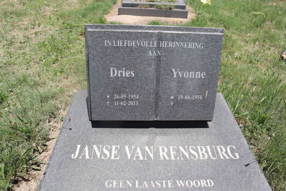 RENSBURG Dries, Janse van 1954-2013 & Yvonne 1956- 