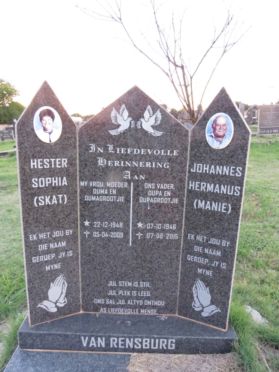 RENSBURG Johannes Hermanus, van 1946-2015 & Hester Sophia 1948-2009