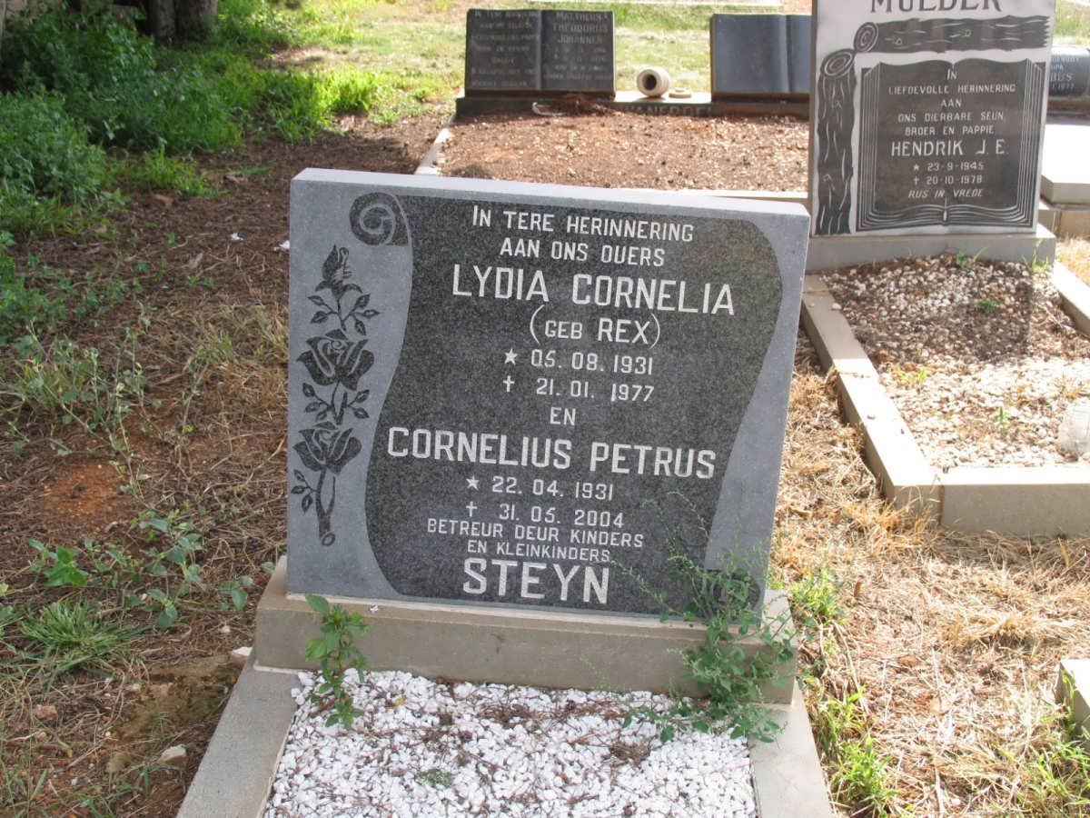 STEYN Cornelius Petrus 1931-2004 &amp; Lydia Cornelia REX 1931-1977