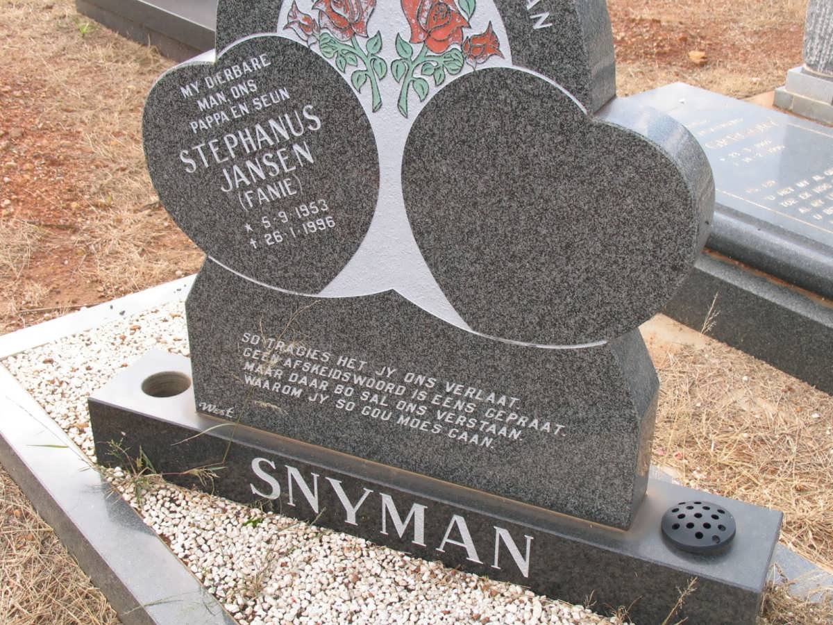 SNYMAN Stephanus Jansen 1953-1996