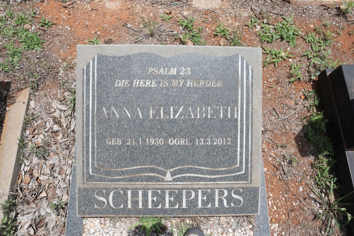SCHEEPERS Anna Elizabeth 1930-2012
