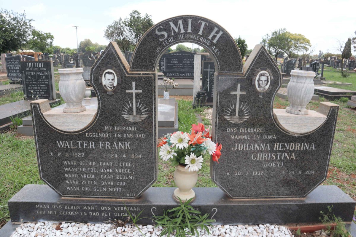 SMITH Walter Frank 1927-1994 & Johanna Hendrina Christina 1932-2014