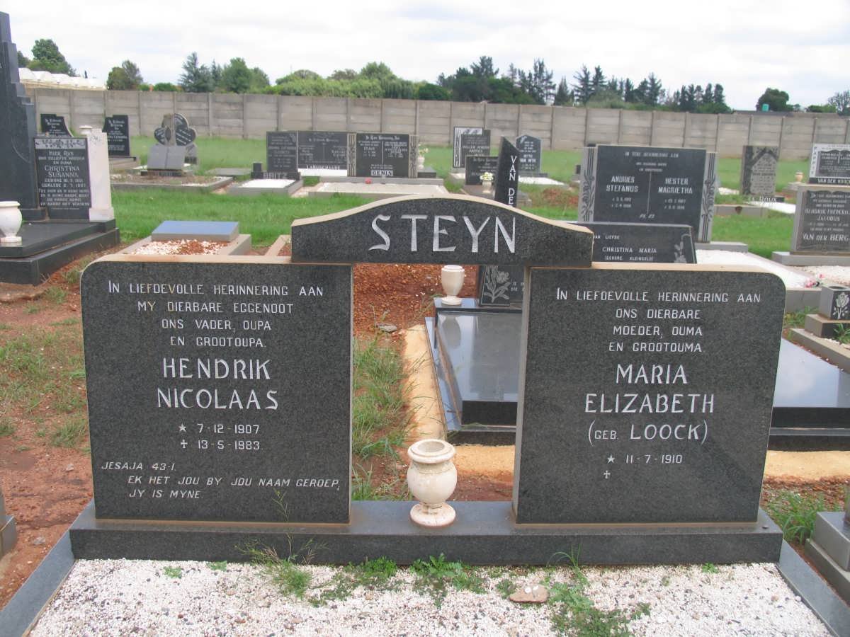 STEYN Hendrik Nicolaas 1907-1983 &amp; Maria Elizabeth LOOCK 1910-