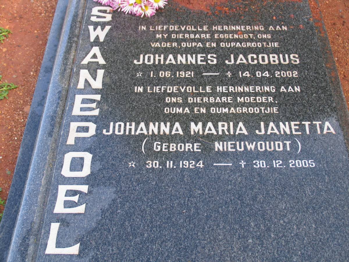 SWANEPOEL Johannes Jacobus 1921-2002 &amp; Johanna Maria Janetta NIEUWOUDT 1924-2005