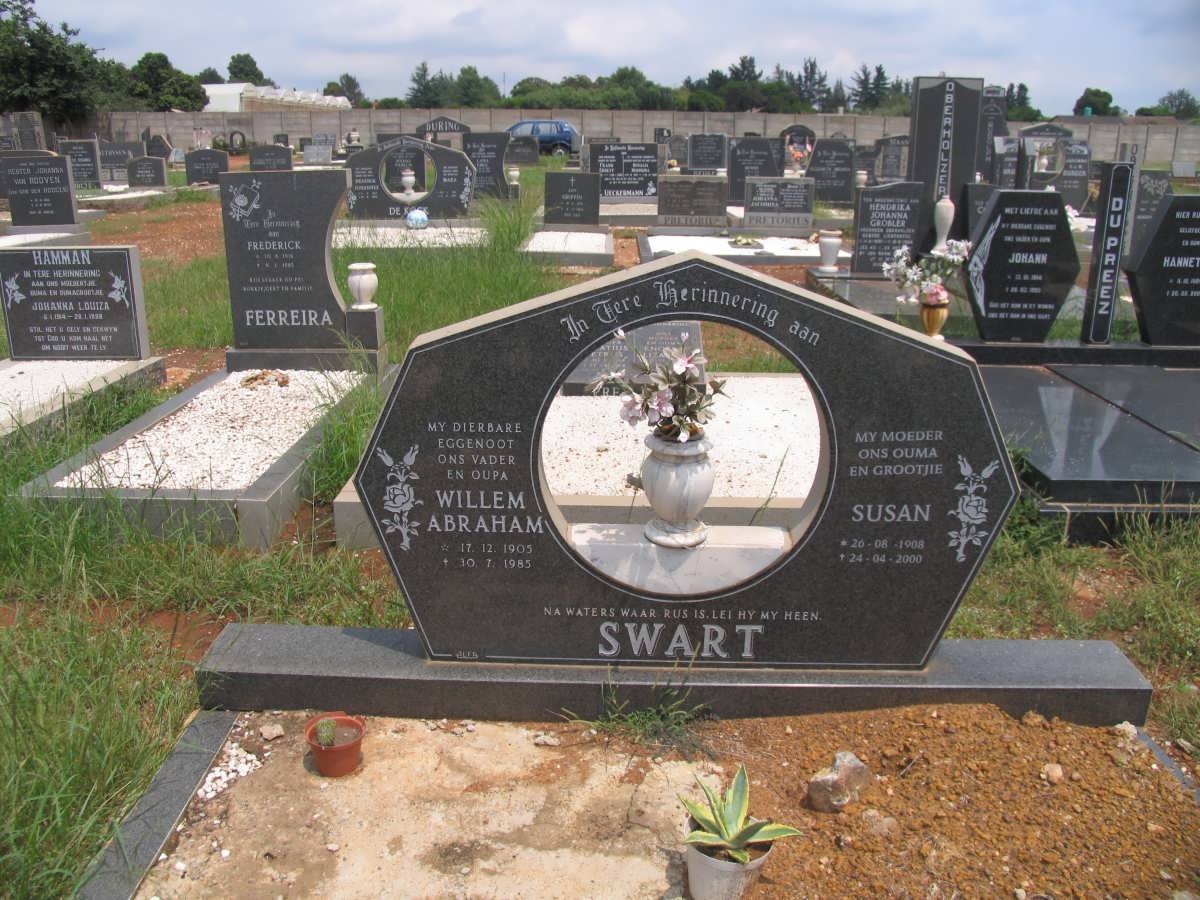 SWART Willem Abraham 1905-1985 &amp; Susan 1908-2000