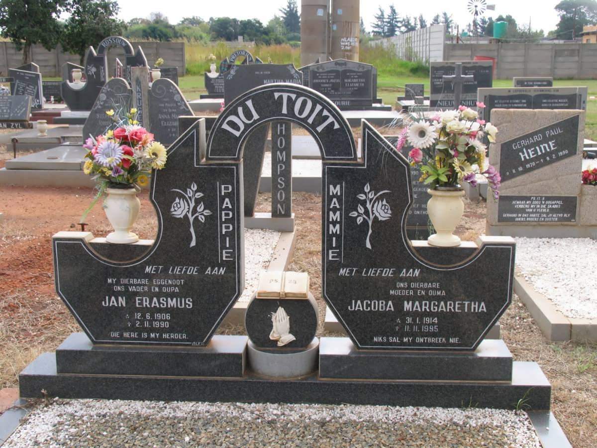 TOIT Jan Erasmus, du 1906-1990 &amp; Jacoba Margaretha 1914-1995