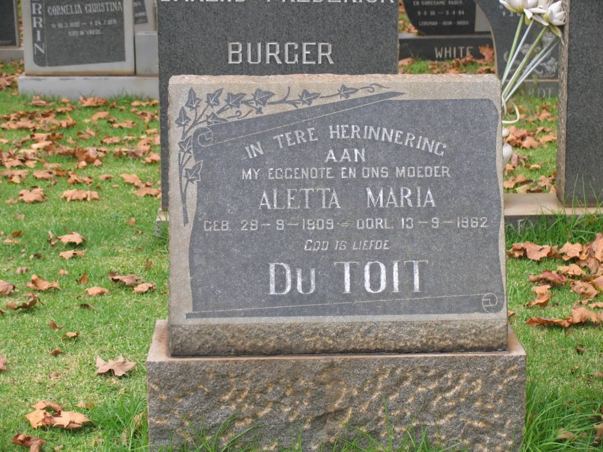 TOIT Aletta Maria, du 1909-1982