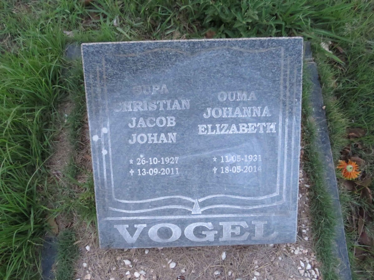 VOGEL Christian Jacob Johan 1927-2011 & Johanna Elizabeth 1931-2014