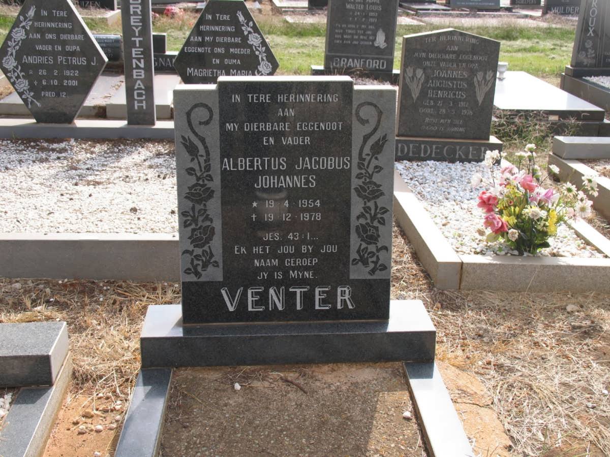 VENTER Albertus Jacobus Johannes 1954-1978