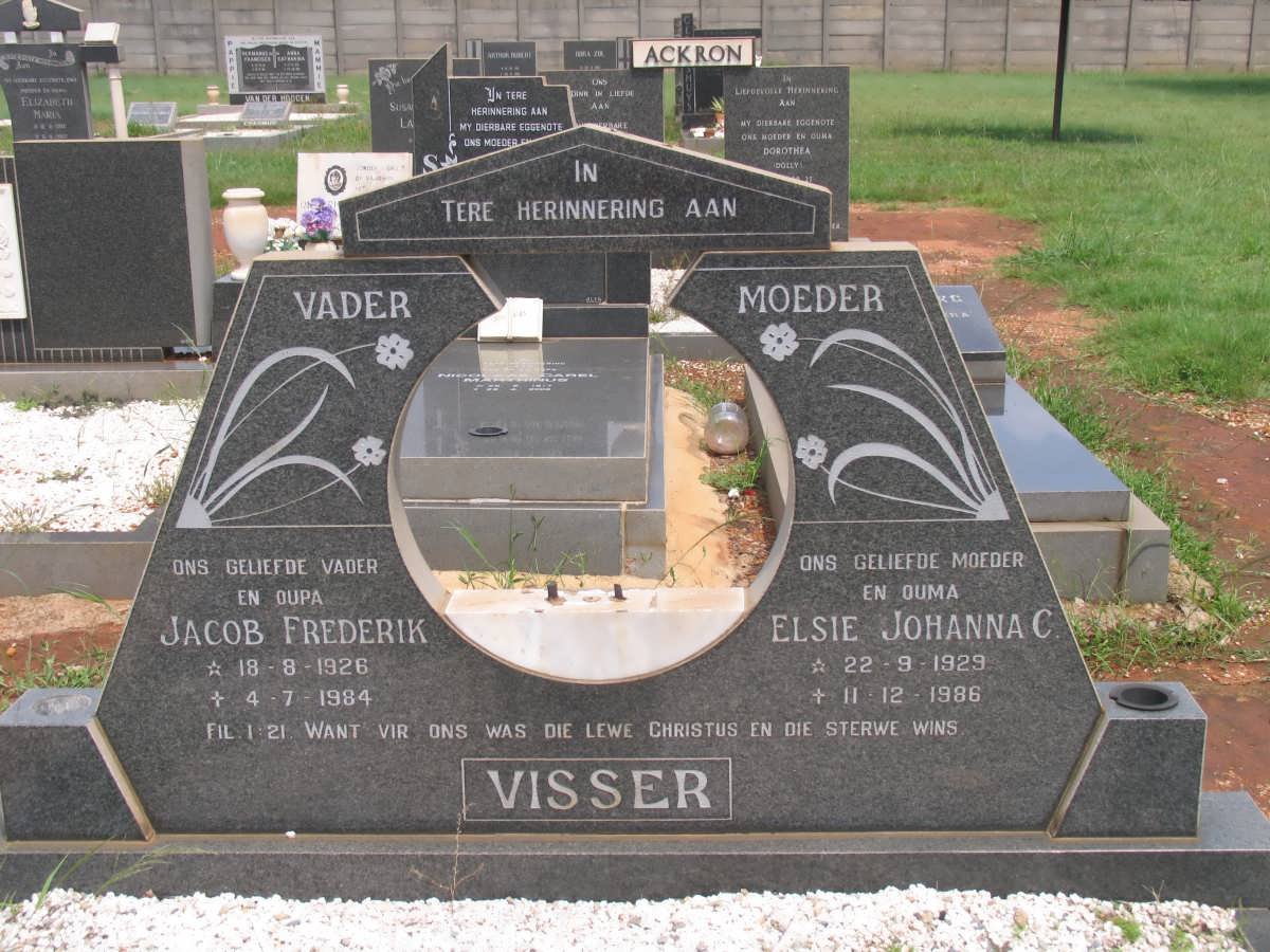 VISSER Jacob Frederik 1926-1984 &amp; Elsie Johanna C. 1929-1986