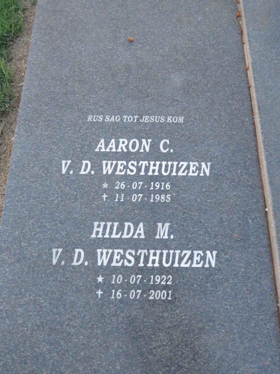 WESTHUIZEN Aaron C., v.d. 1916-1985 & Hilda M. 1922-2001