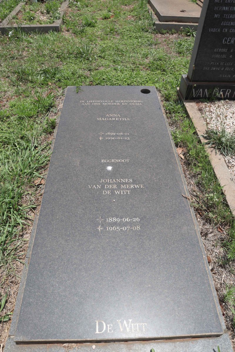 WITT Johannes van der Merwe, de 1889-1965 & Anna Magaretha 1899-1990