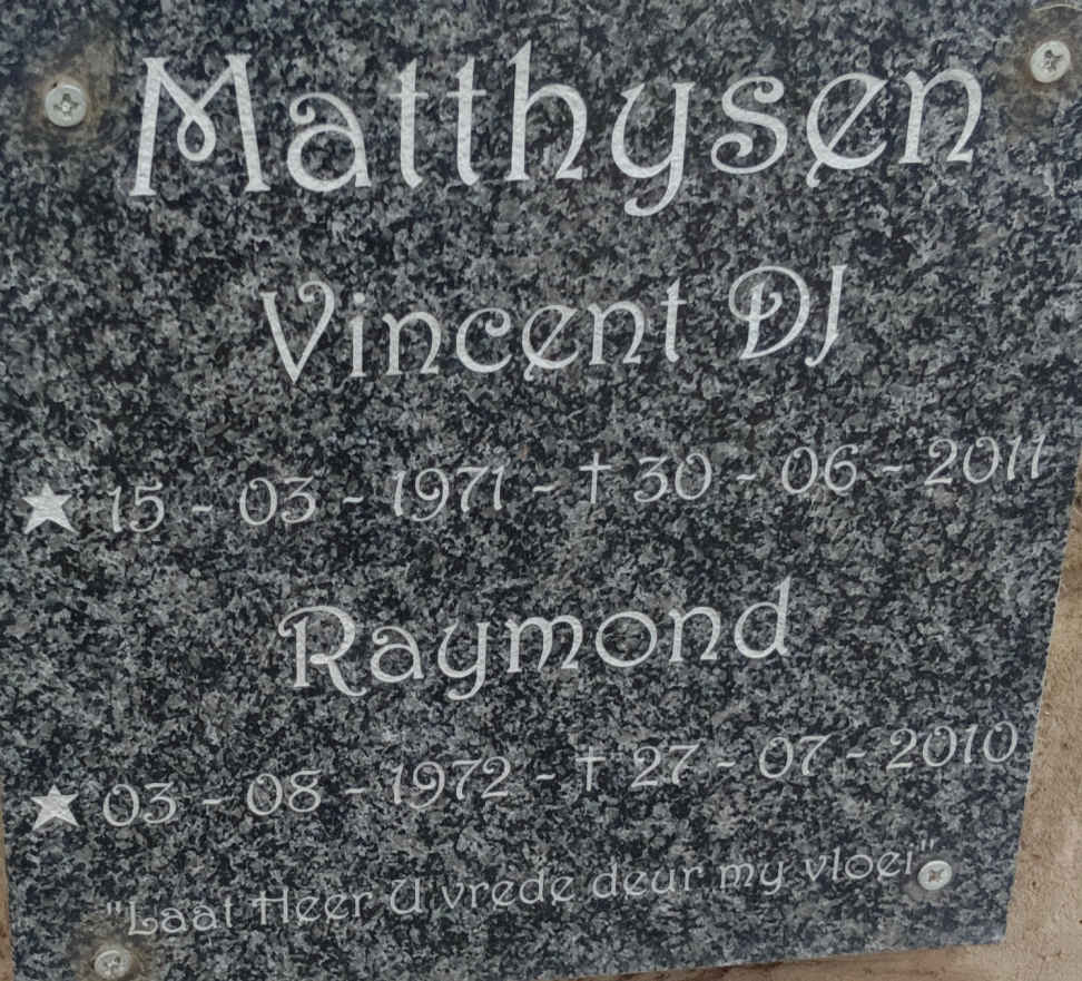 MATTHYSEN Vincent D.J. 1971-2011 :: MATTHYSEN Raymond 1972-2010
