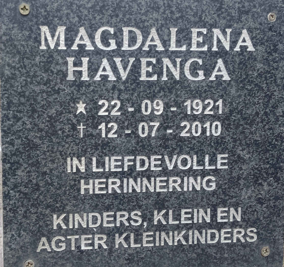 HAVENGA Magdalena 1921-2010