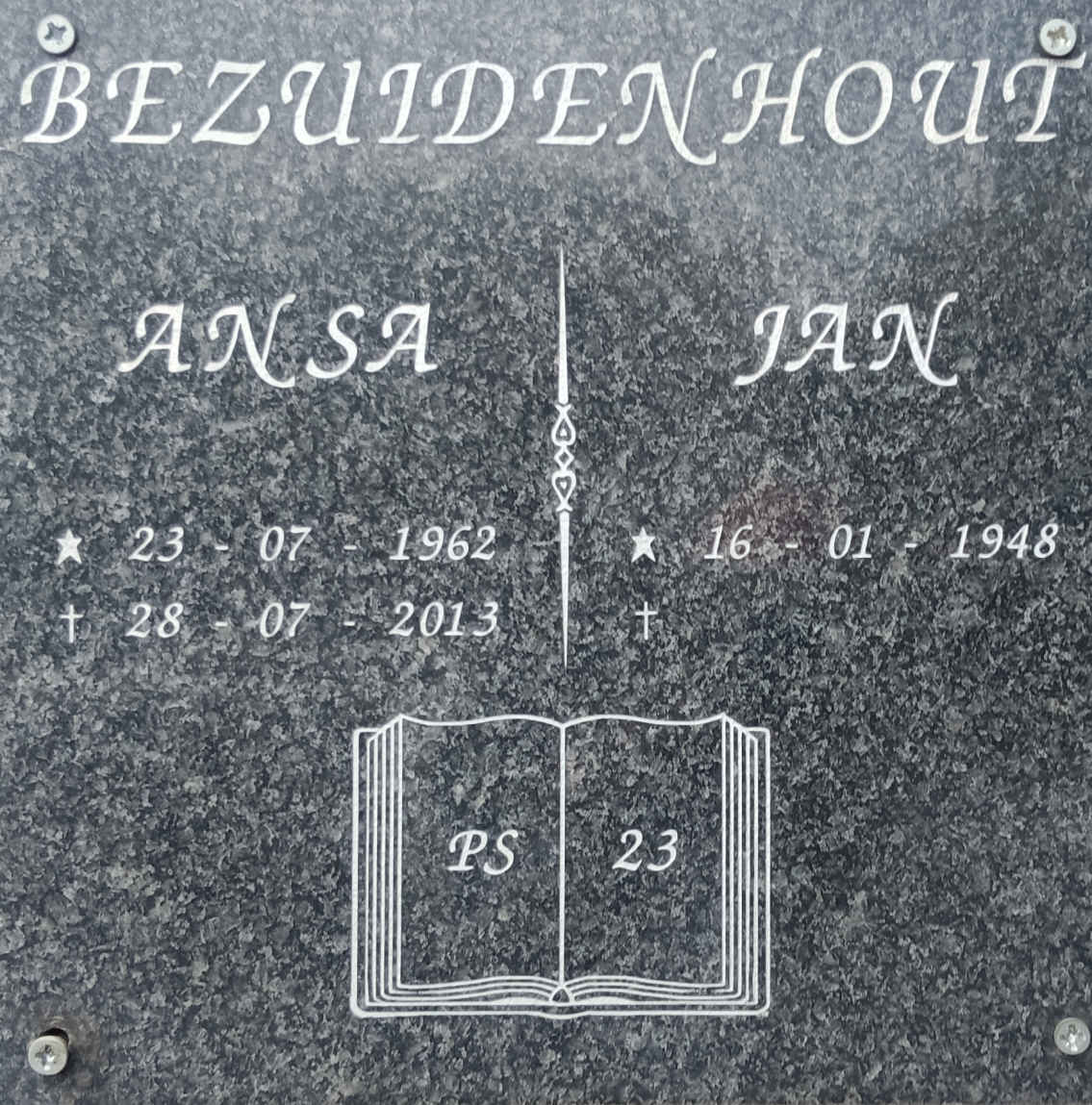 BEZUIDENHOUT Jan 1948-  & Ansa 1962-2013