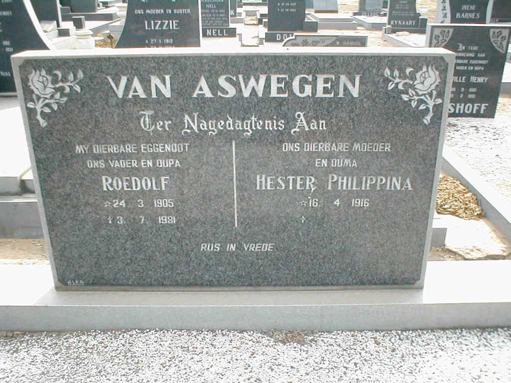 ASWEGEN Roedolf, van 1905-1981 &amp; Hester Philippina 1916-