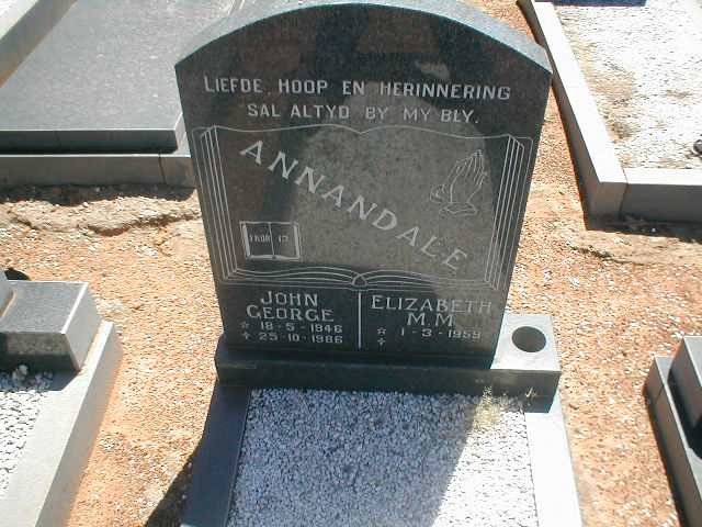 ANNANDALE John George 1946-1986 &amp; Elizabeth M. M. 1959-